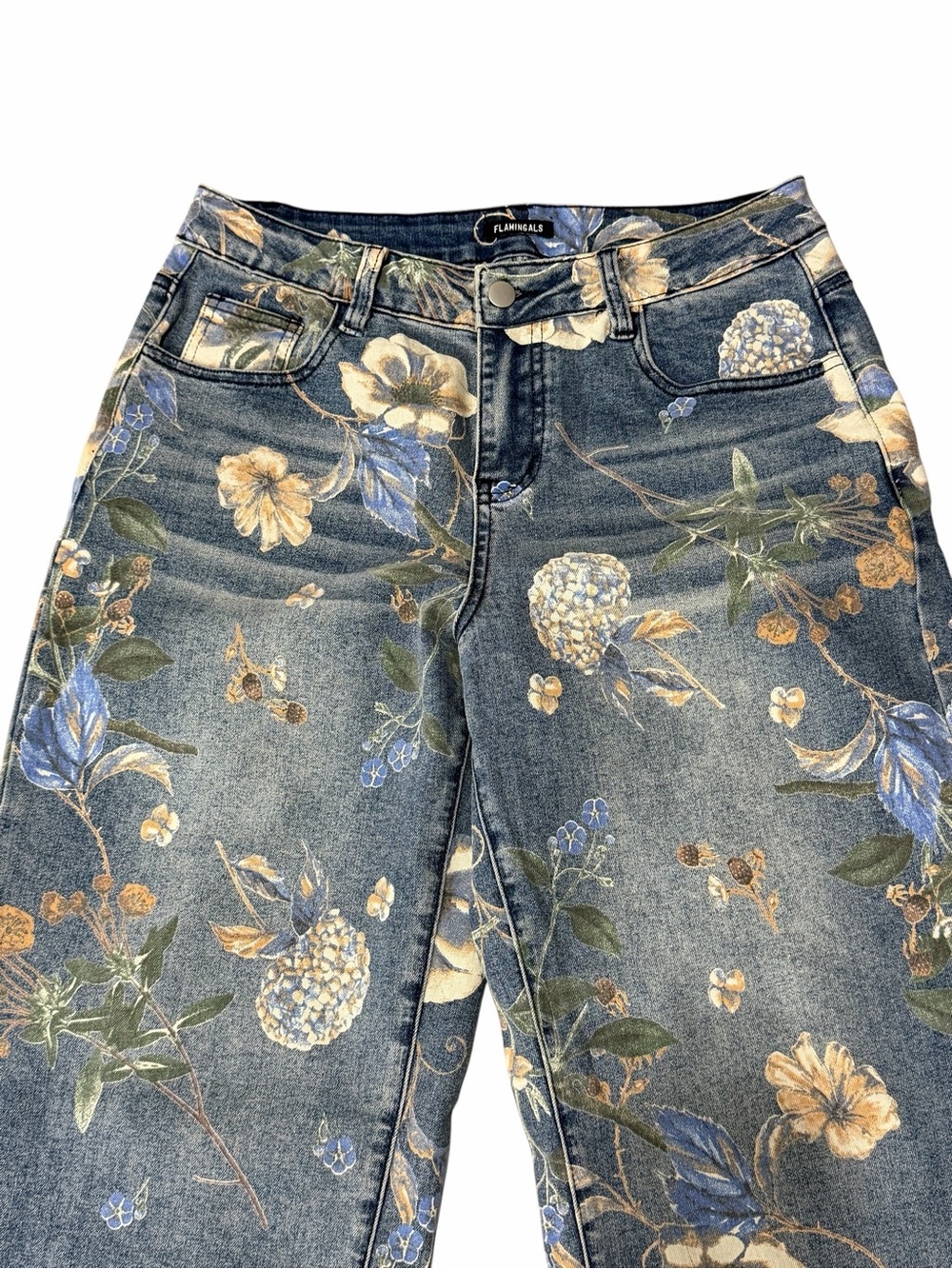 Women’s Floral Jeans Straight Leg Stretch Size Medium - Picture 4 of 11